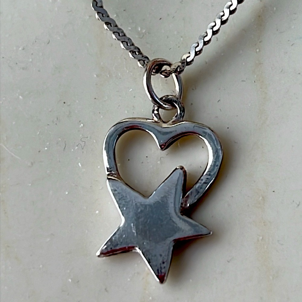 Sterling silver heart start pendant necklace